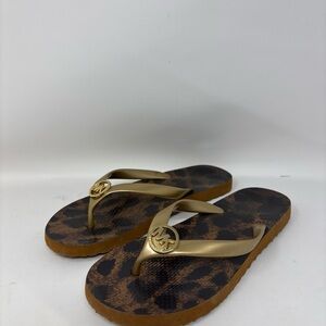 Michael Kors Women's Koko Flip Flop Sandals Leopard Print Thong Flip Flops 7-8
